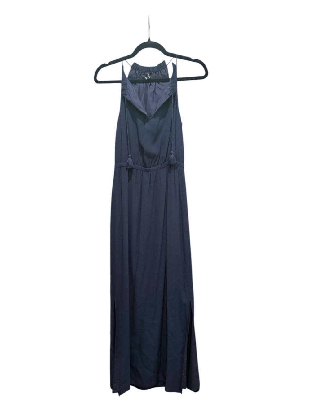 Madewell Navy Halter Maxi Dress with Tassel Tie - Picture 3 of 7